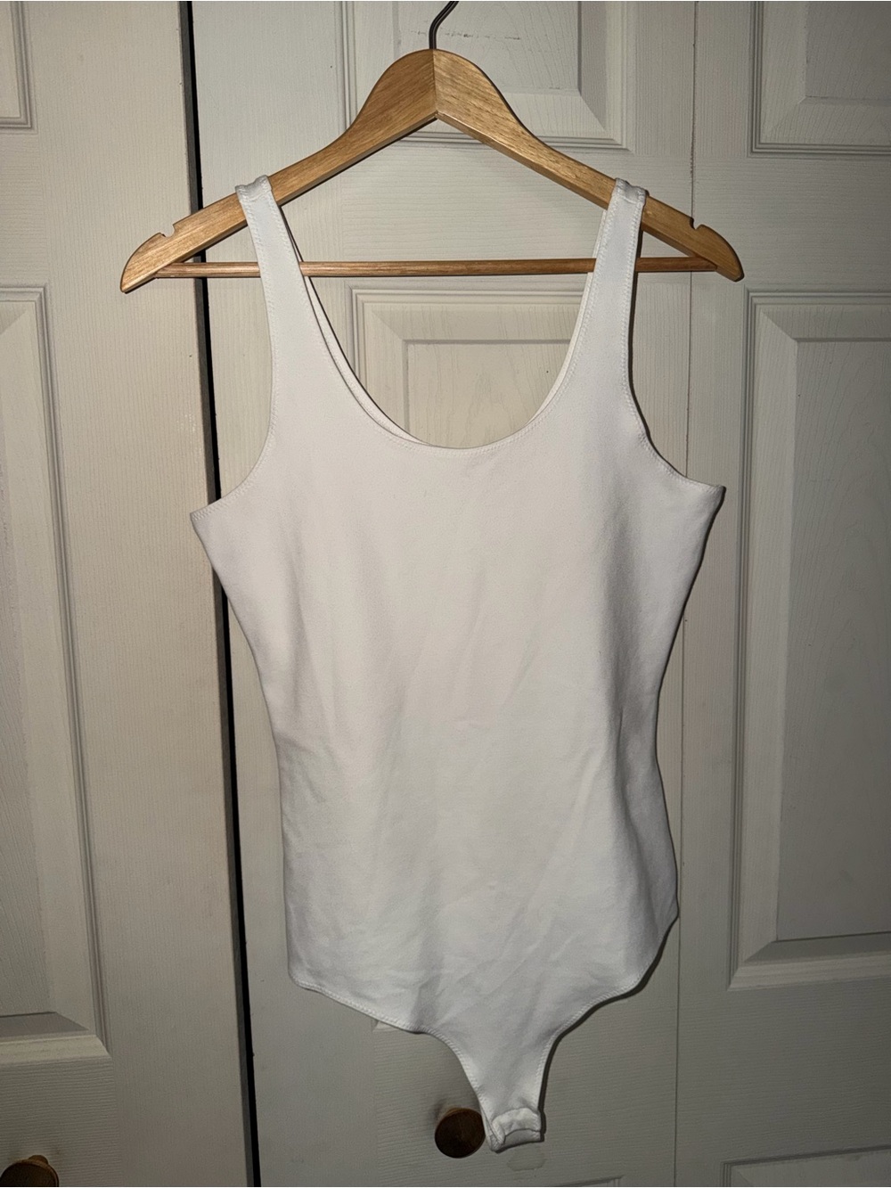 Shinestar White Scoop Neck Tank Bodysuit